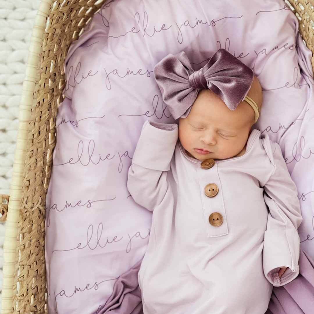  Personalized Light Lavender Baby Name Swaddle Blanket - Script、mySite、layawaytickets