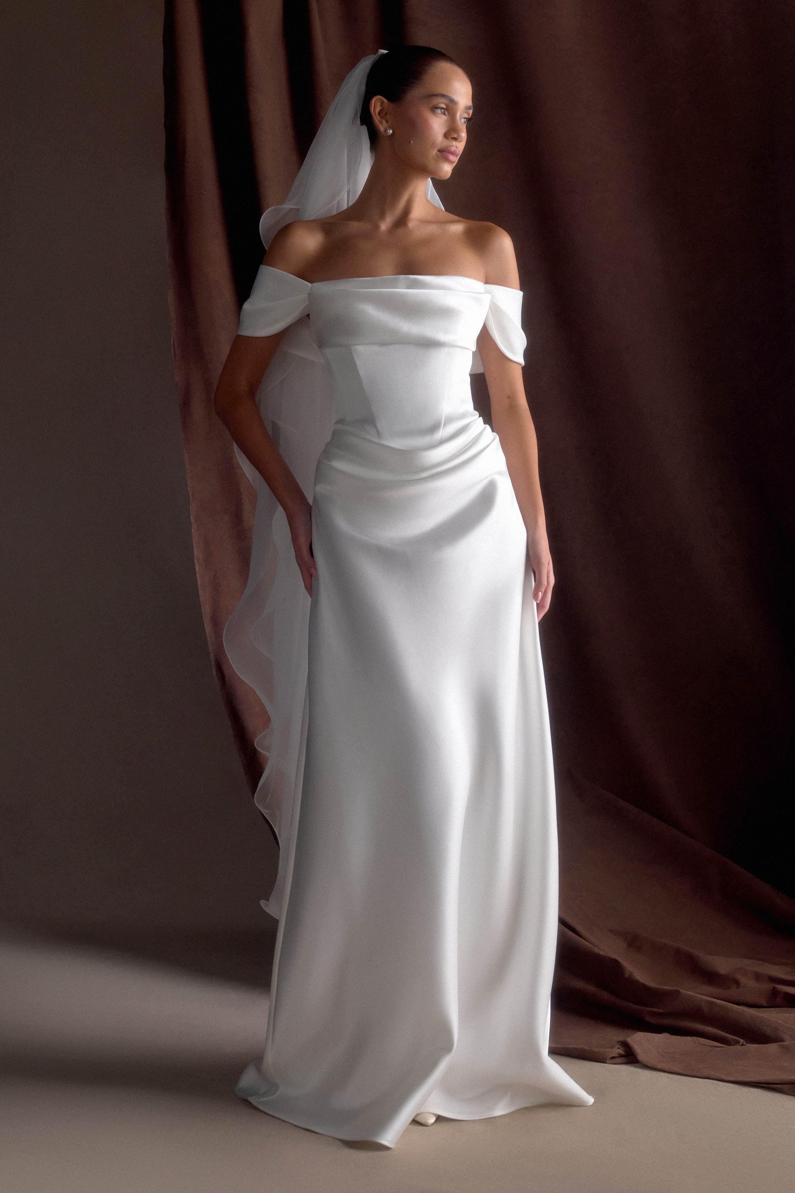 Asteria Draped Chiffon Veil - Ivory、mySite、solidvoid
