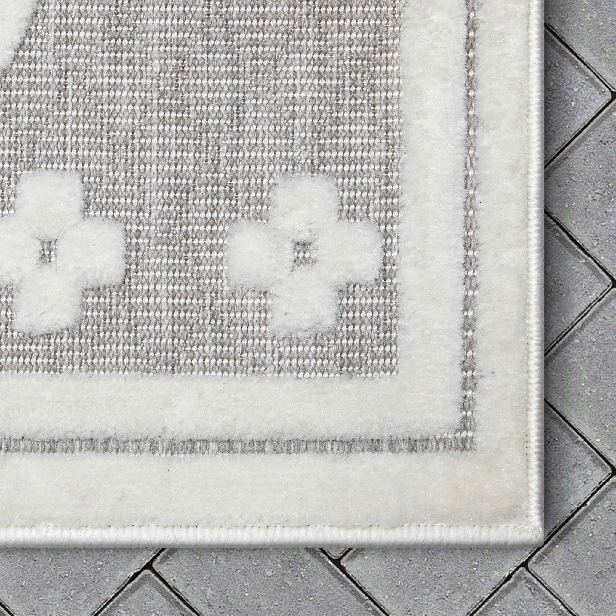 Mali Tribal Diamond Pattern Indoor/Outdoor Grey High-Low Rug、mySite、gigharbornorthrealestate