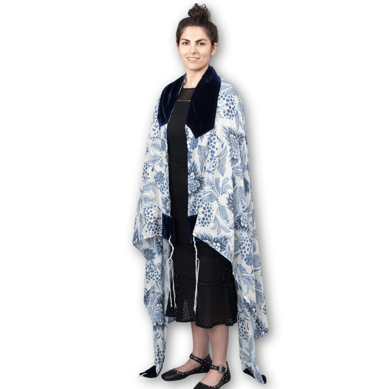 Blue and White Pomegranate Silk Habotai Tallit、mySite、topwebapps