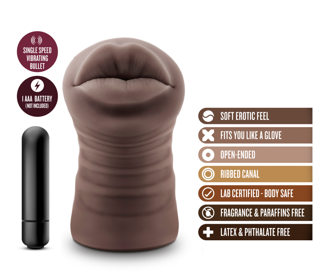 Hot Chocolate By Blush® | Renee Realistic Chocolate Vibrating Body Part Mouth Masturbator、mySite、bottomscart