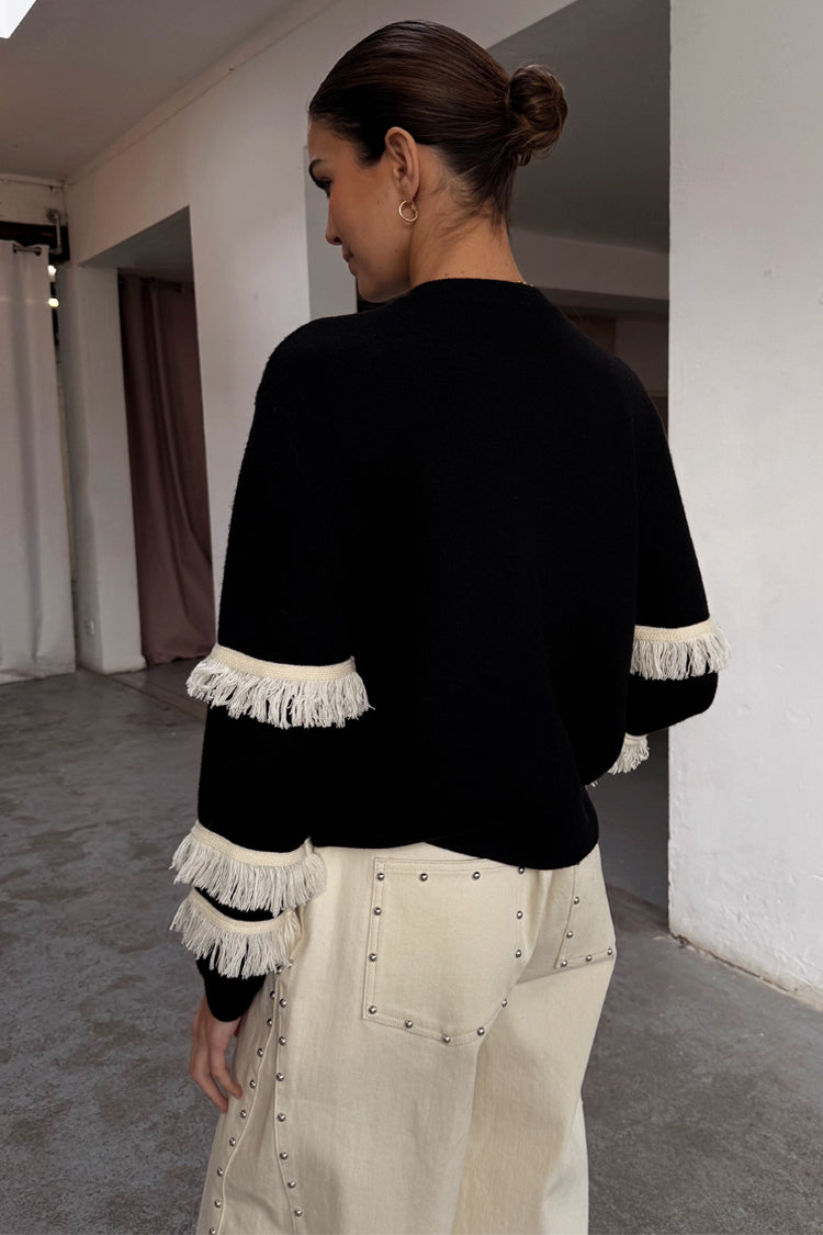 Black and Cream Fringe Holly Cardigan、mySite、solidvoid