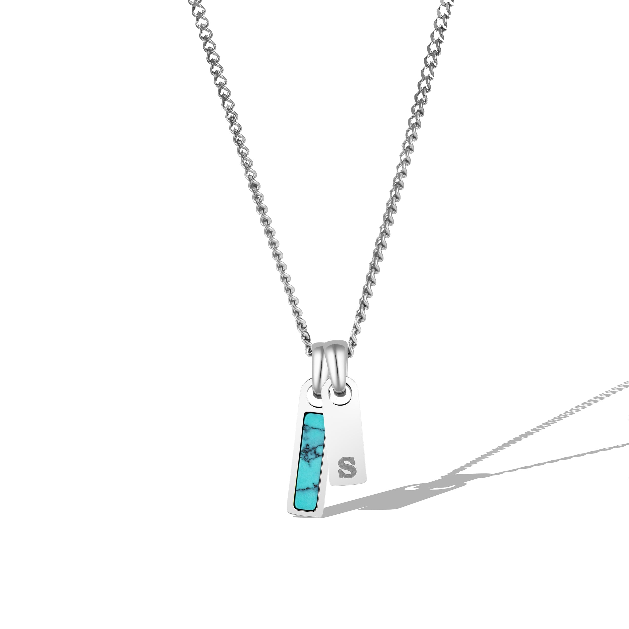 Birthstone & Initial Tag Necklace - Silver、mySite、botmansion
