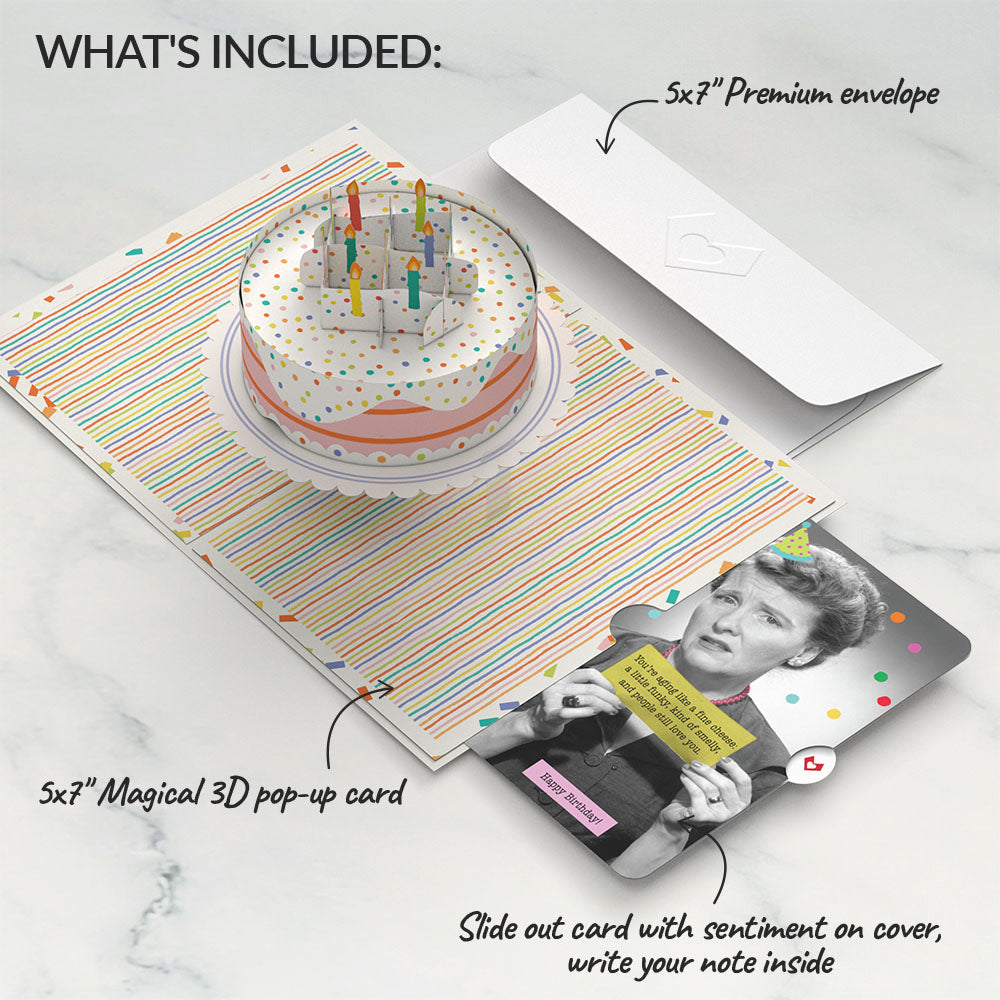 Confetti Cake Birthday Pop-Up Card and Aging Like a Fine Cheese Sentiment Set、mySite、solidvoid