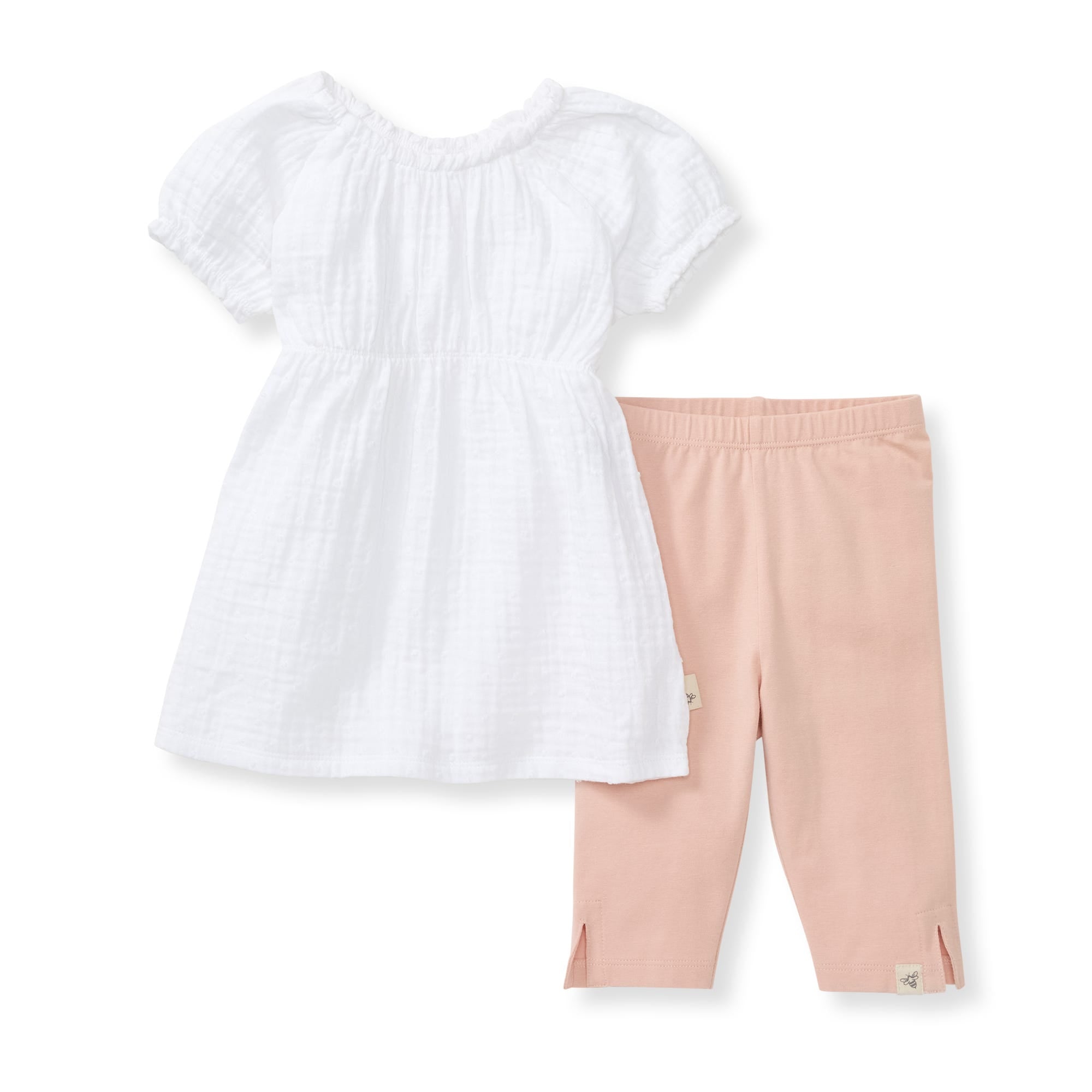 Puff Sleeve Organic Baby Girl Top & Pants Set、mySite、g9winljtr