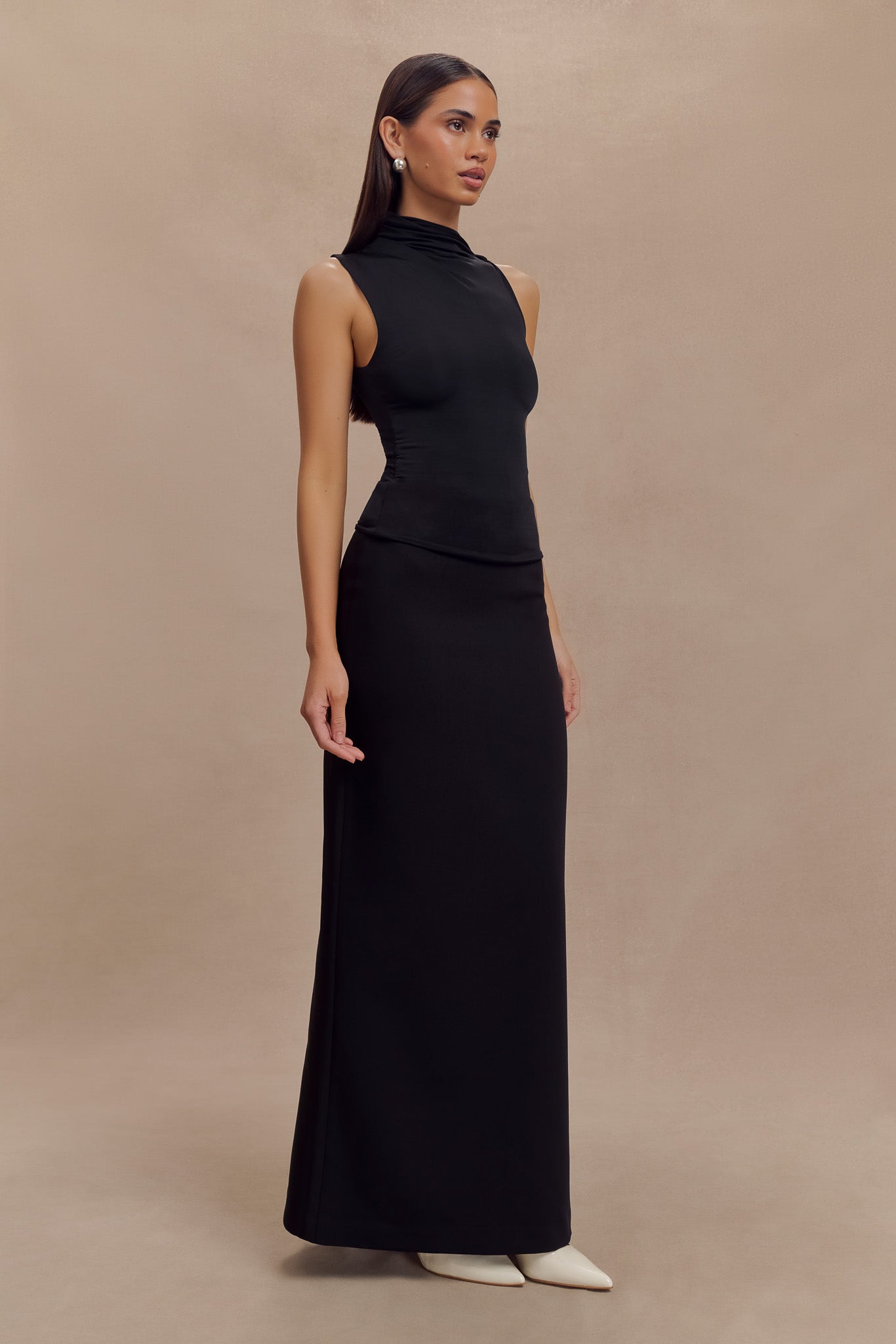 Hadleigh Sleeveless Slinky Top - Black、mySite、solidvoid