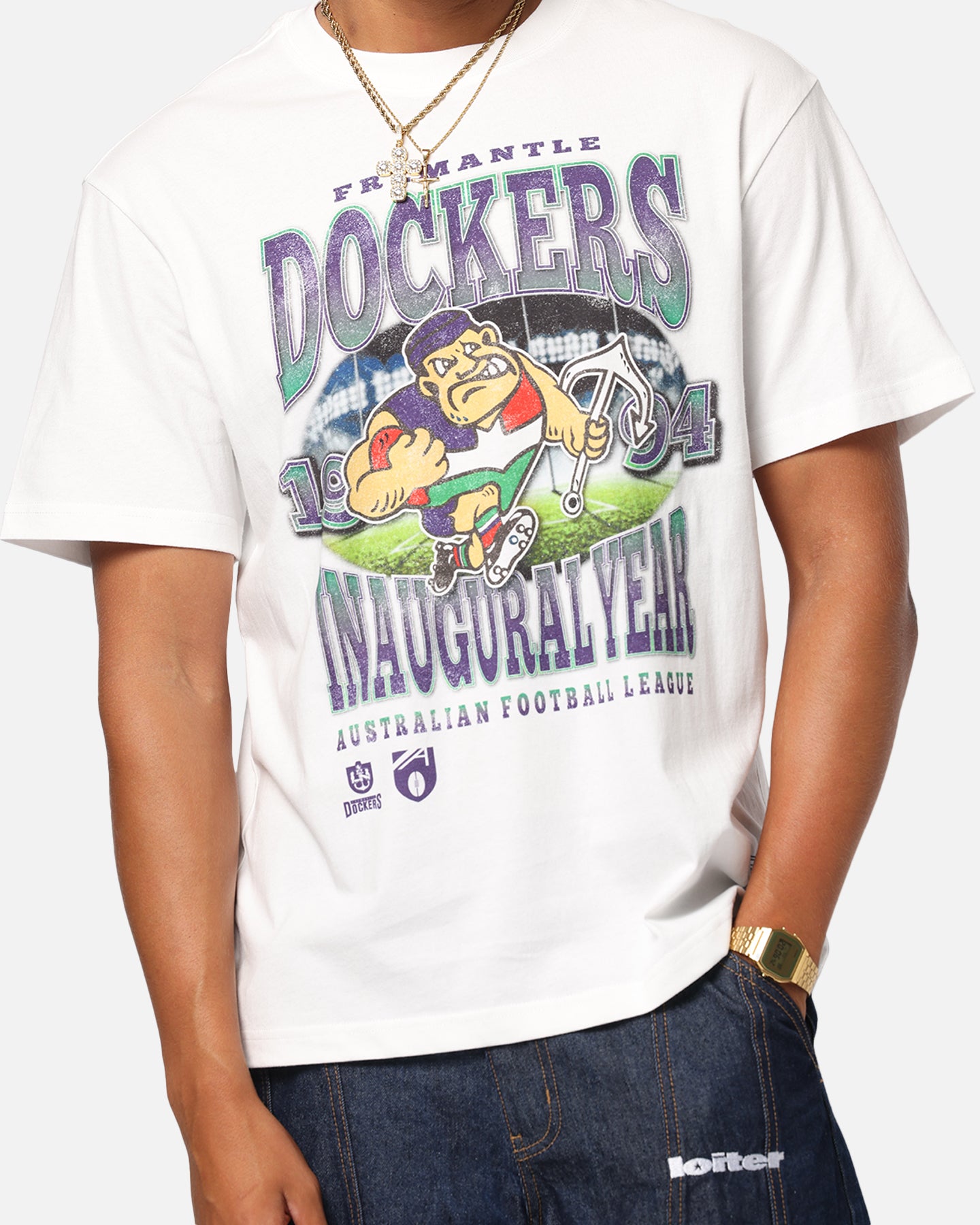 Mitchell & Ness Fremantle Dockers Mascot T-Shirt Vintage White、mySite、zt4zffjzw