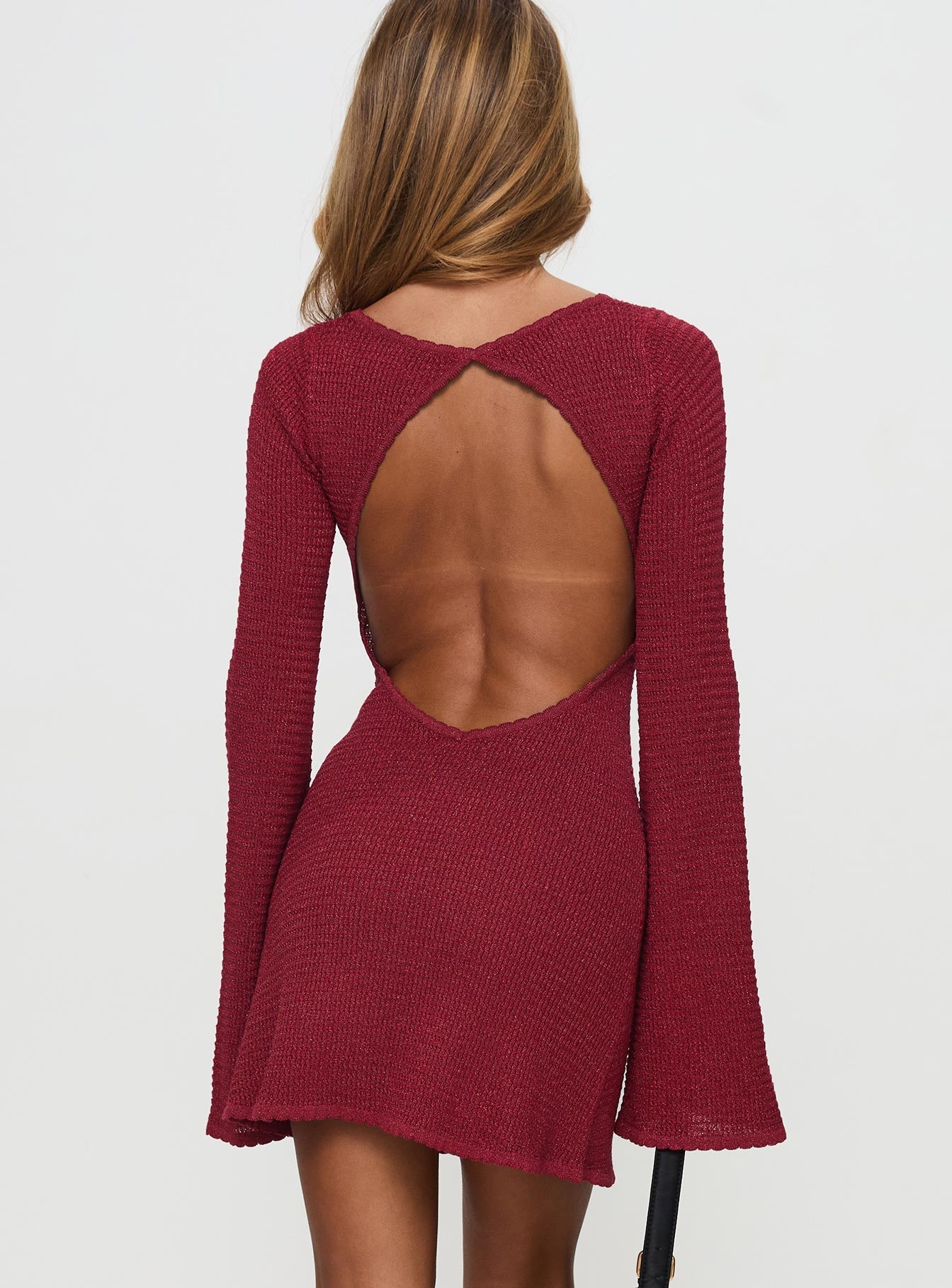 Rhapsody Long Sleeve Knit Mini Dress Red、mySite、solidvoid