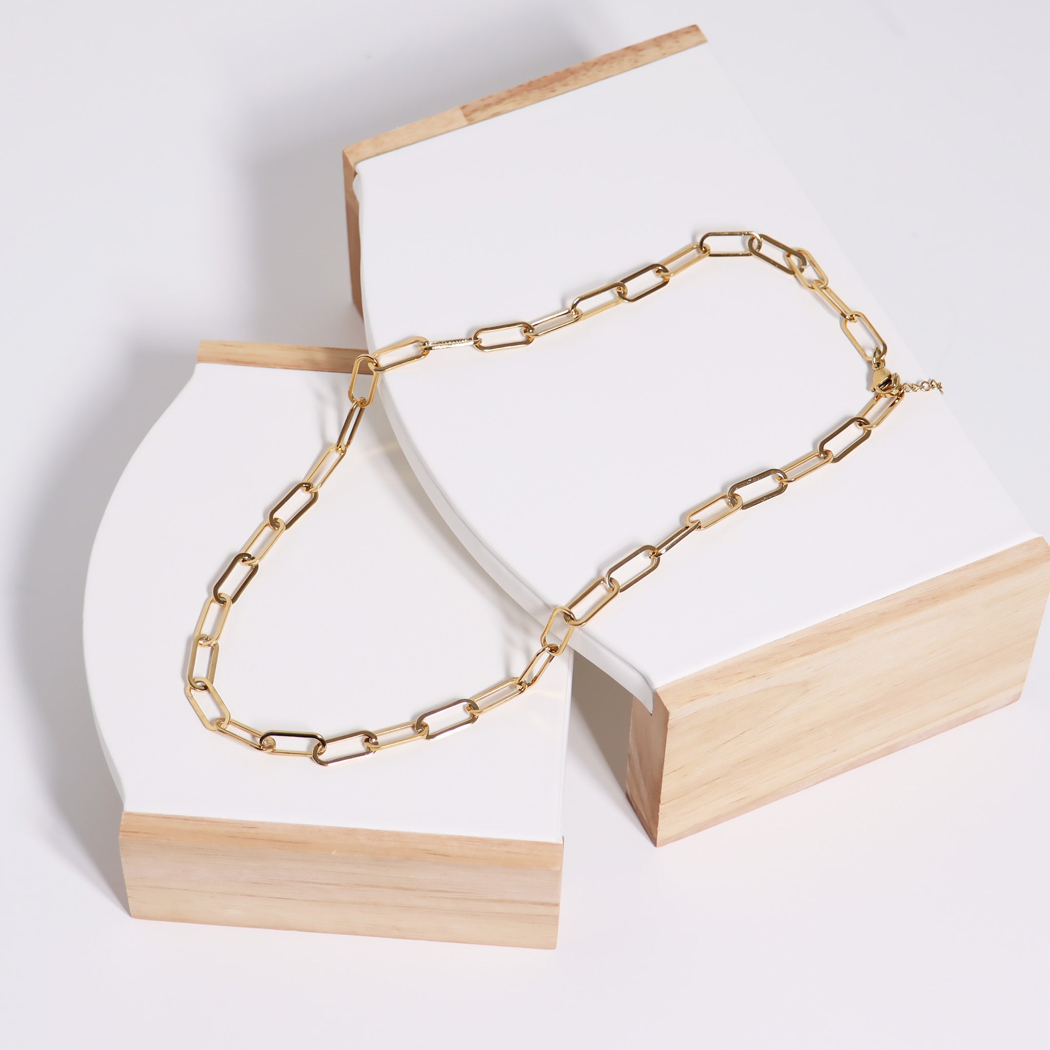 18K Gold PVD Stainless Steel Paperclip Chain Necklace / CHN9760、mySite、dreamappss