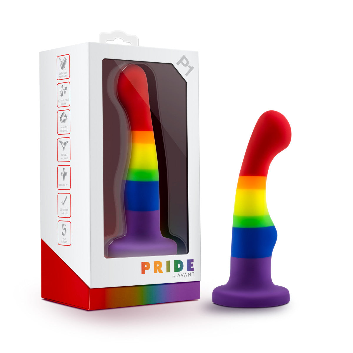 Avant By Blush® | Pride Freedom P1 | Artisan 6 Inch Curved G-Spot Dildo with Suction Cup Base - Elegantly Made with Smooth UltraSilk® Purio® Silicone、mySite、bottomscart
