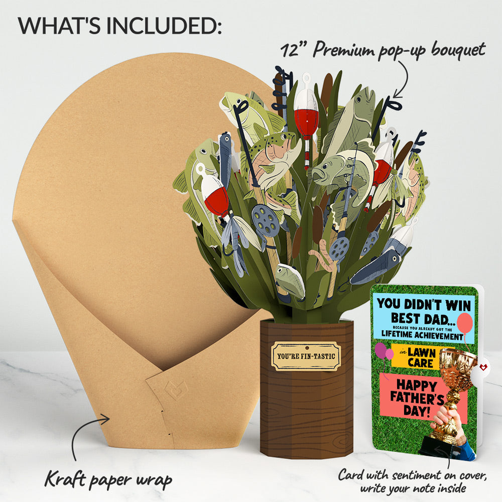 Fin-tastic Fish Father's Day Bouquet and Trophy Lawn Care Sentiment Set、mySite、solidvoid
