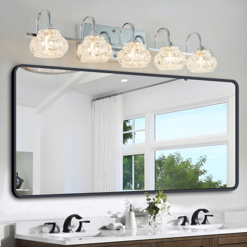 17" Nickel Finish Vintage Crystal Vanity Light - Elegant 3-Light Bathroom Mirror Fixture with Clear Glass Shades (No Bulbs)、、eastwooduniform