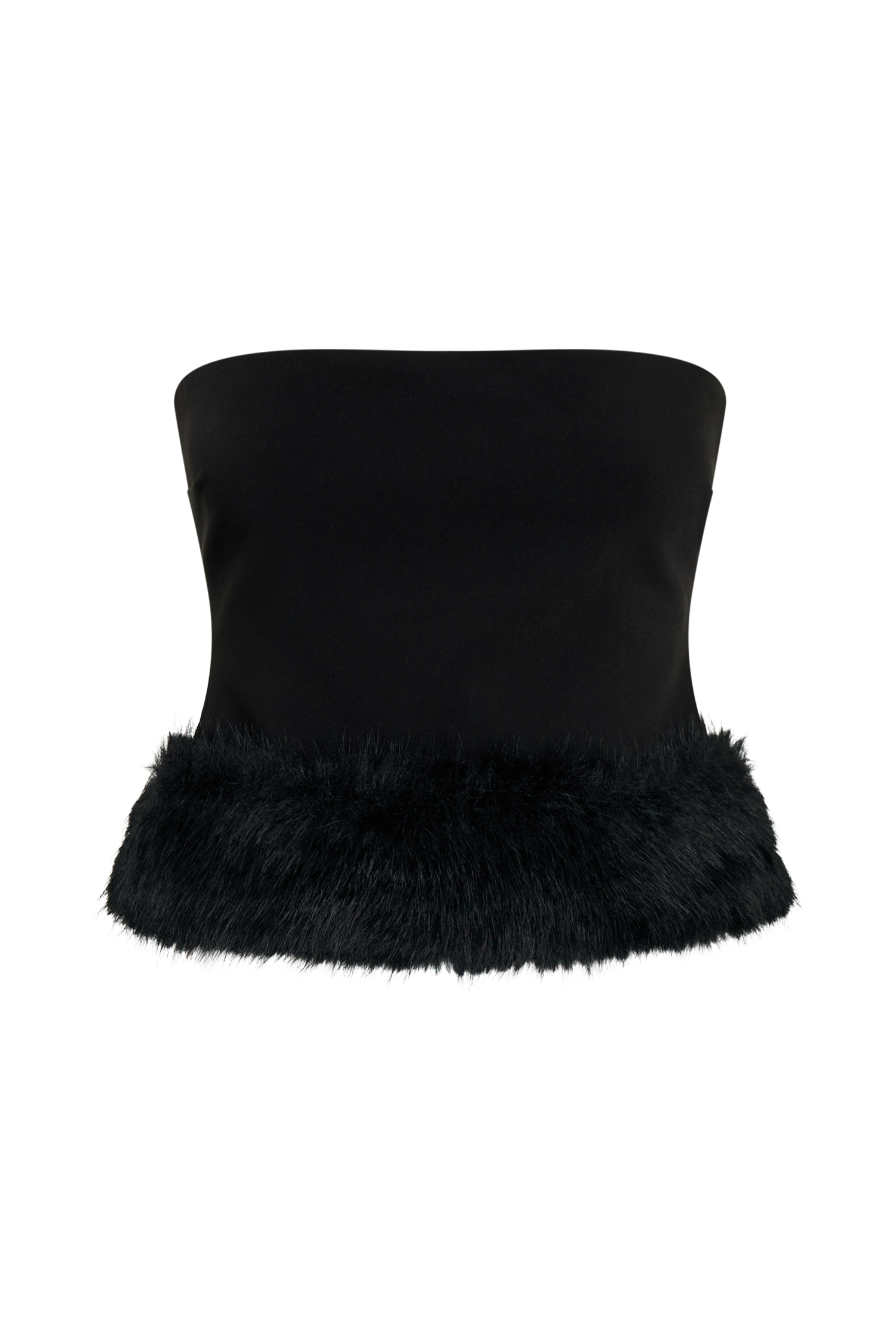 Jacklyn Strapless Faux Fur Top - Black、mySite、solidvoid