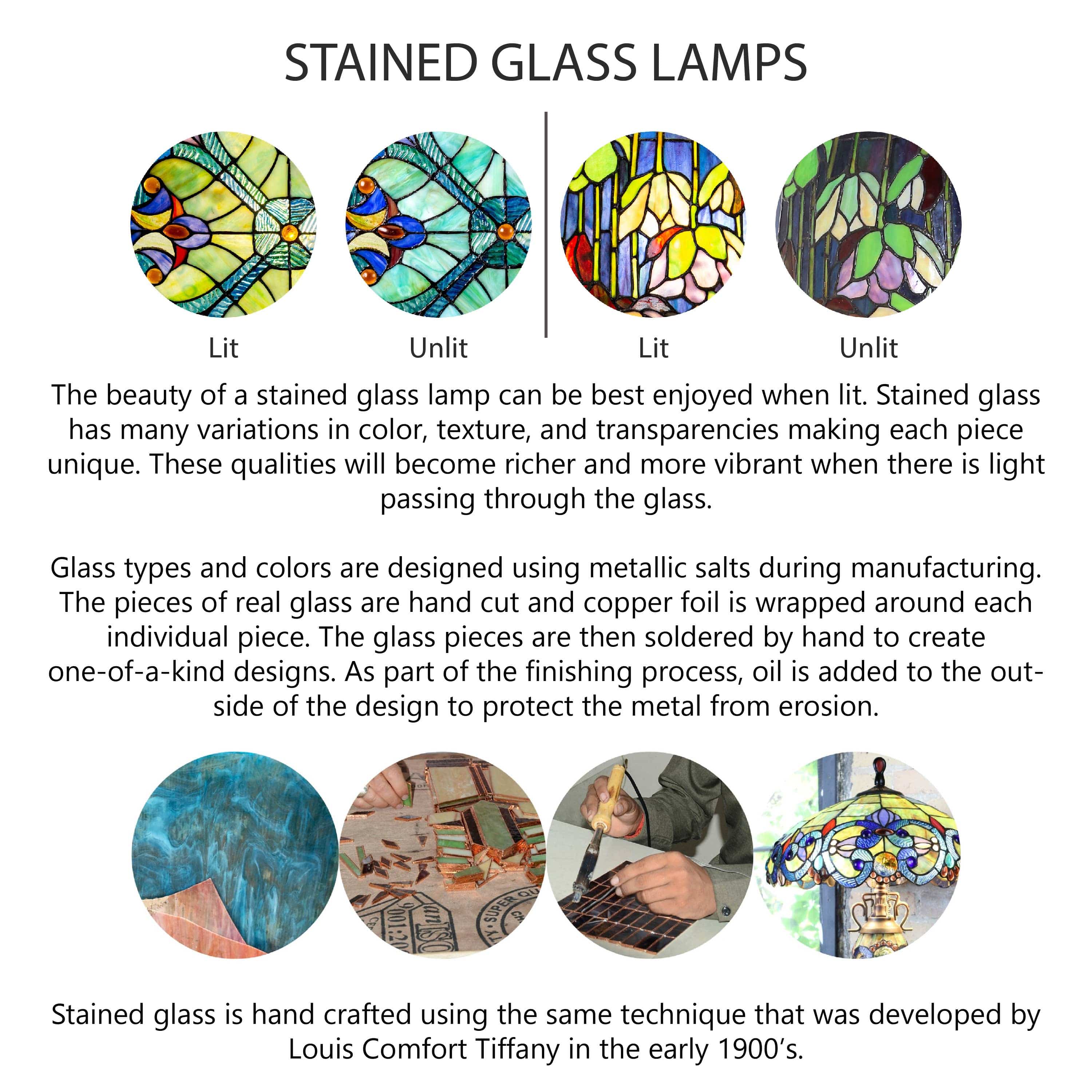 River of Goods - 13.5H Tiffany-Style Floral Vase Stained Glass Table Lamp、mySite、g9winljtr