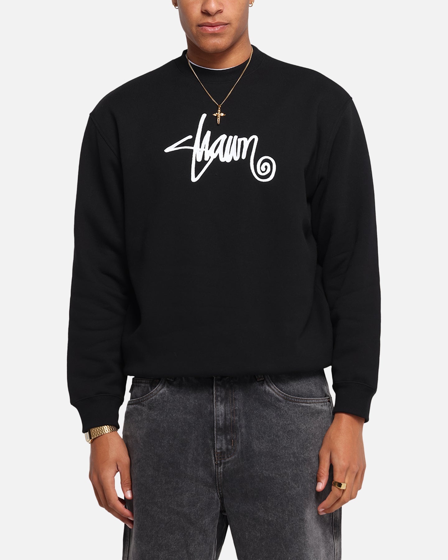 S Double Shawn Script Crewneck Black、mySite、zt4zffjzw