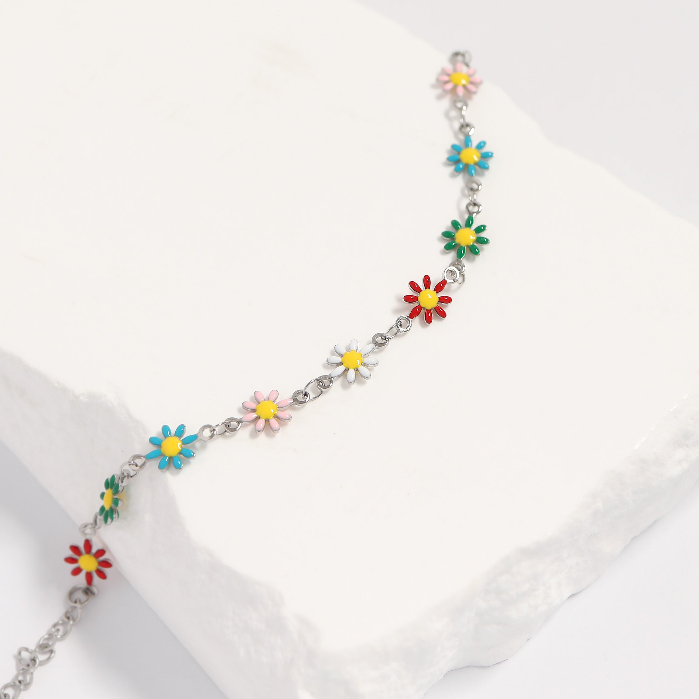 18K Gold PVD Multi Colored Floral Chain Bracelet / BRJ1063、mySite、dreamappss