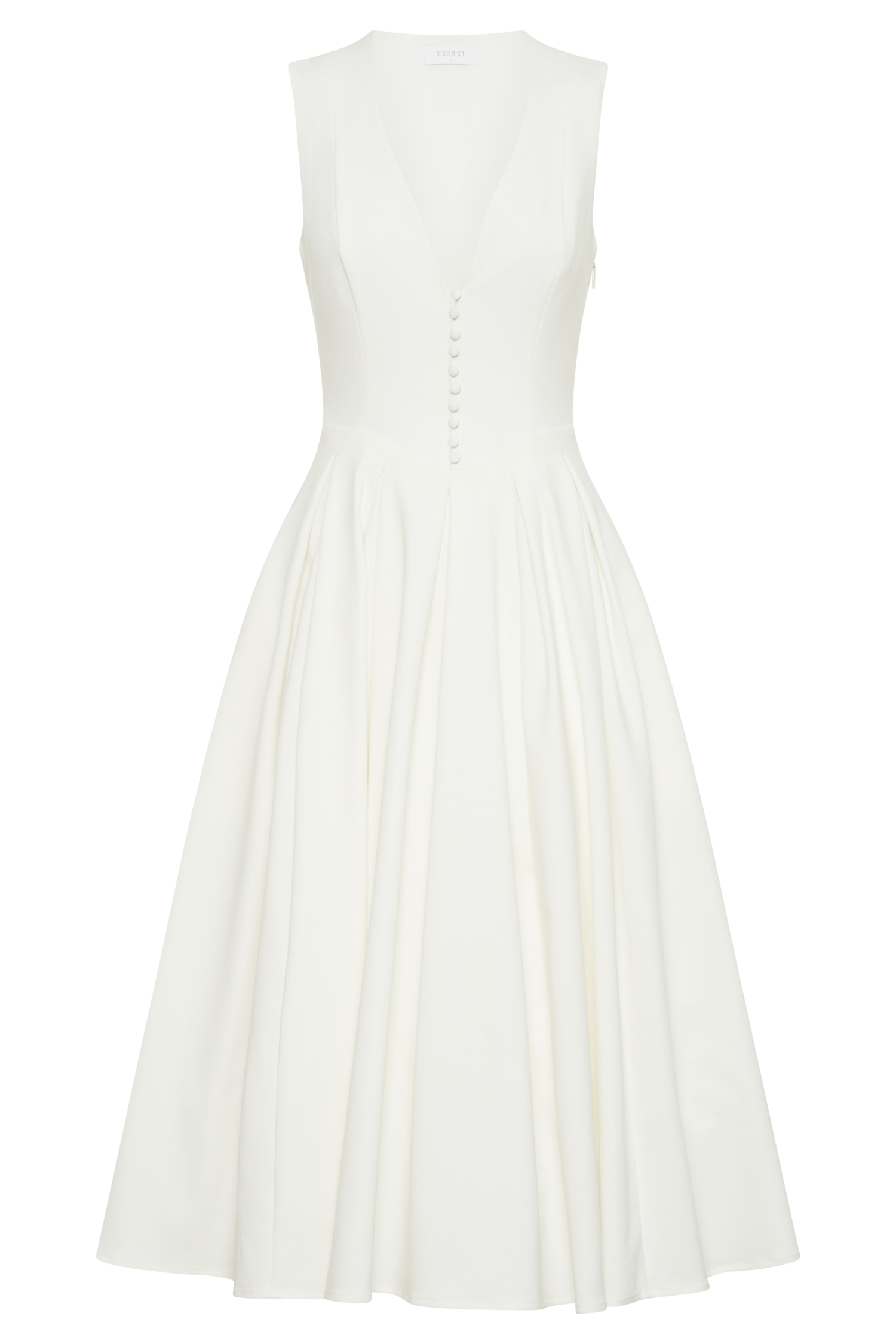Keely Cotton Sleeveless Midi Dress - White、mySite、solidvoid