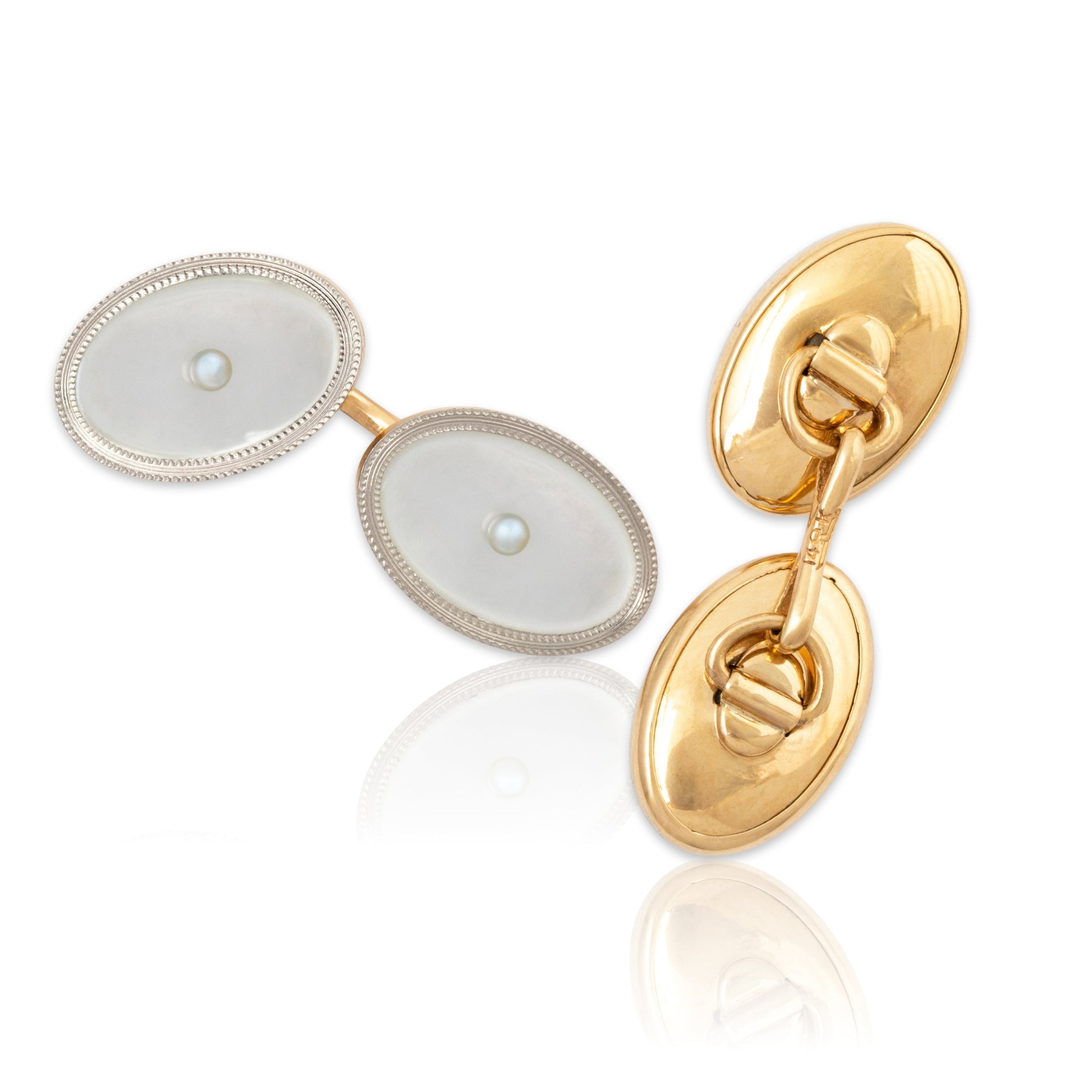 Antique Larter & Sons 14k Yellow & White Gold Mother Of Pearl Cufflinks、mySite、hinf8tx79