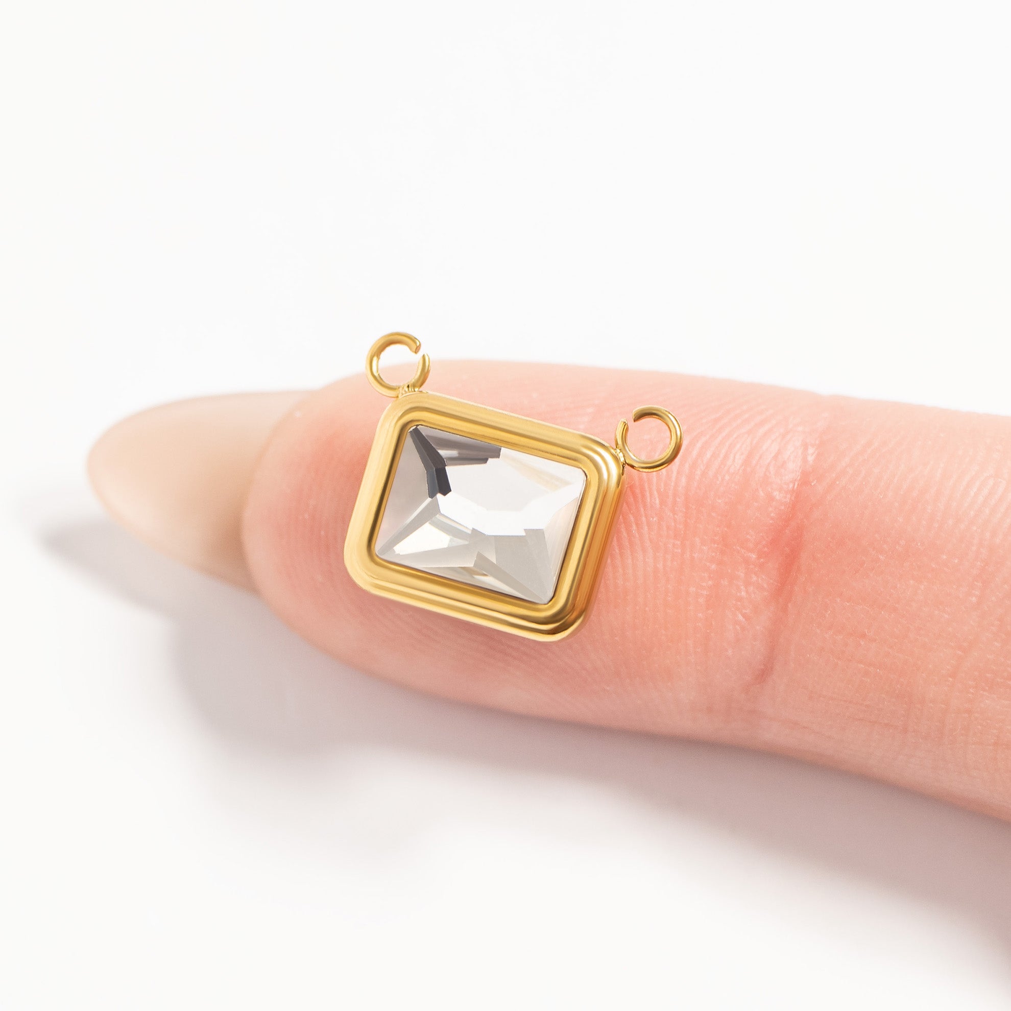 18K Gold PVD Emerald Birthstone Connector Charm 11mm / PDL0261、mySite、dreamappss