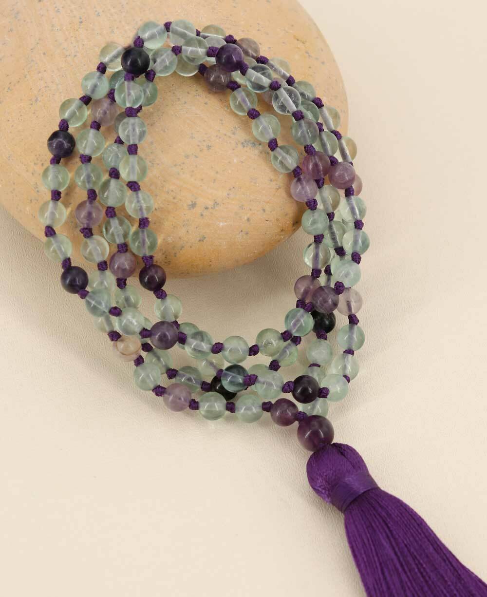 Fluorite Gemstone Meditation Mala, Knotted 108 Beads、mySite、topwebapps