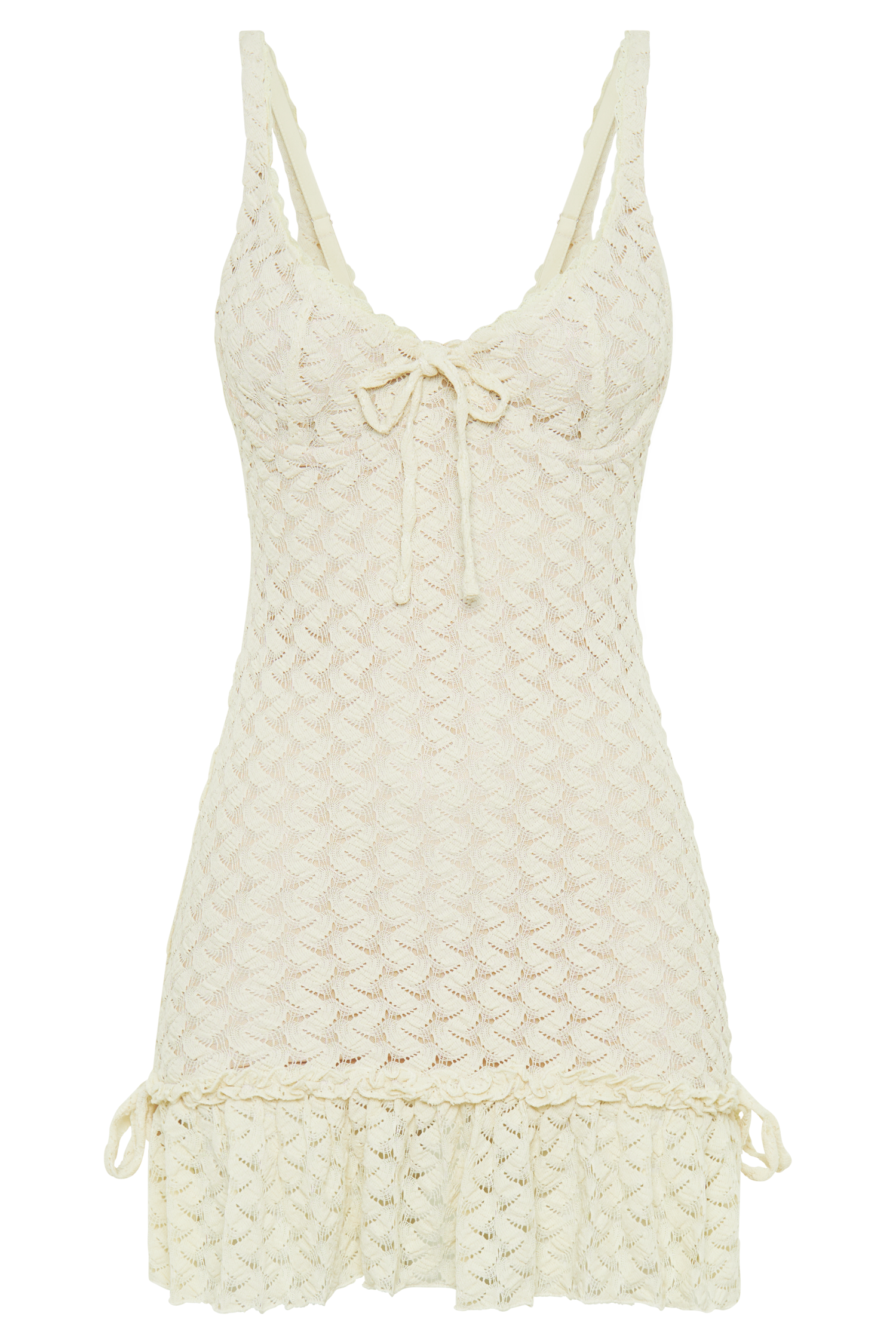 Marietta Cupped Lace Mini Dress - Ivory、mySite、solidvoid