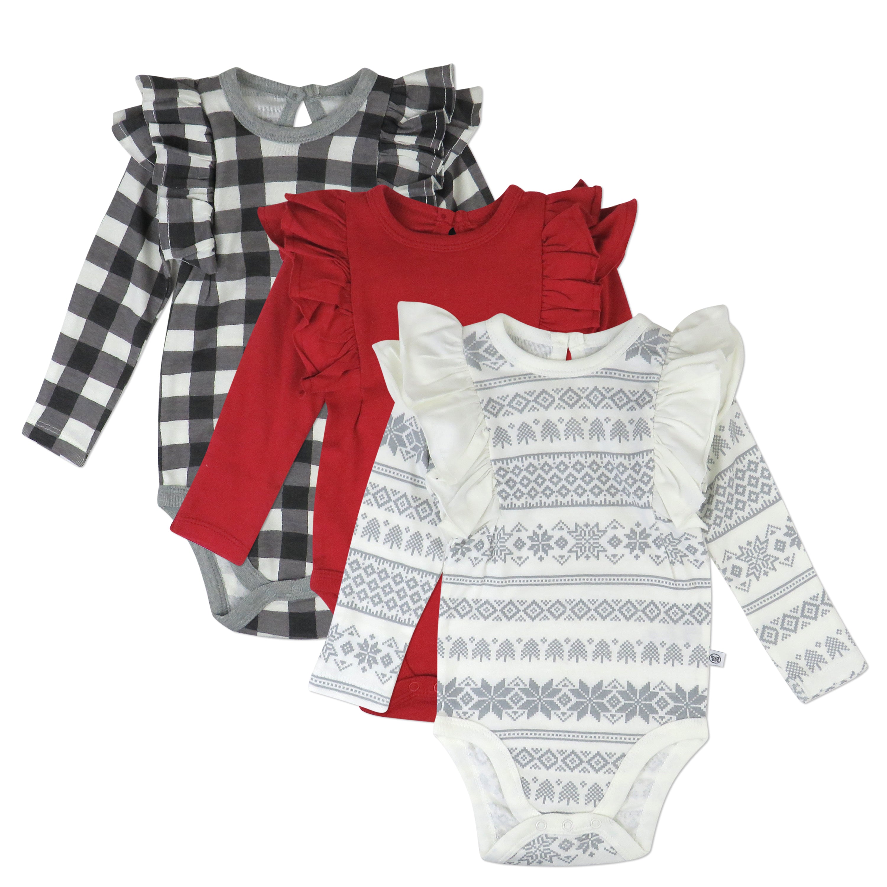  3 Pack Long Sleeve Ruffle Shoulder Bodysuit Set、mySite、layawaytickets