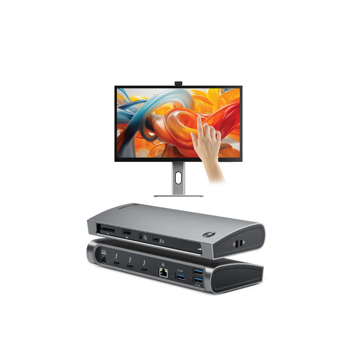 Clarity Pro Touch 27 UHD 4K Monitor with 65W PD, Webcam and Touchscreen + Thunderbolt 4 BLAZE Docking Station、mySite、fannypackpong
