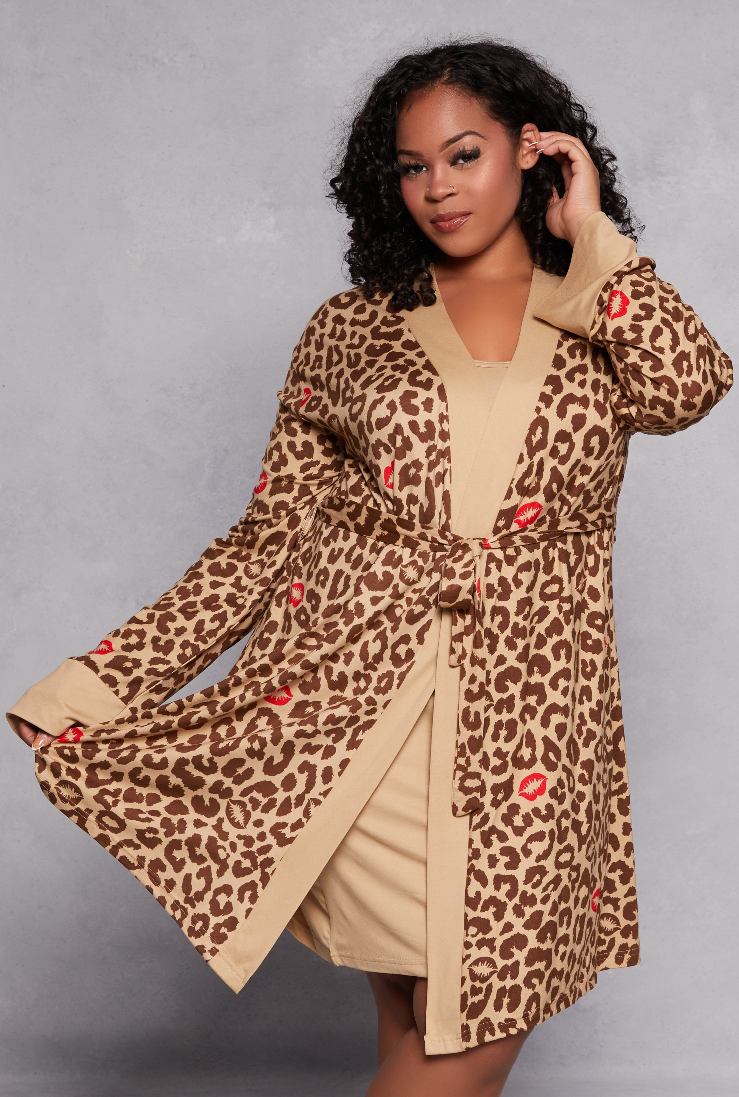 Plus Size Mob Wife Graphic Cami Nightgown with Robe、mySite、camillekostekn