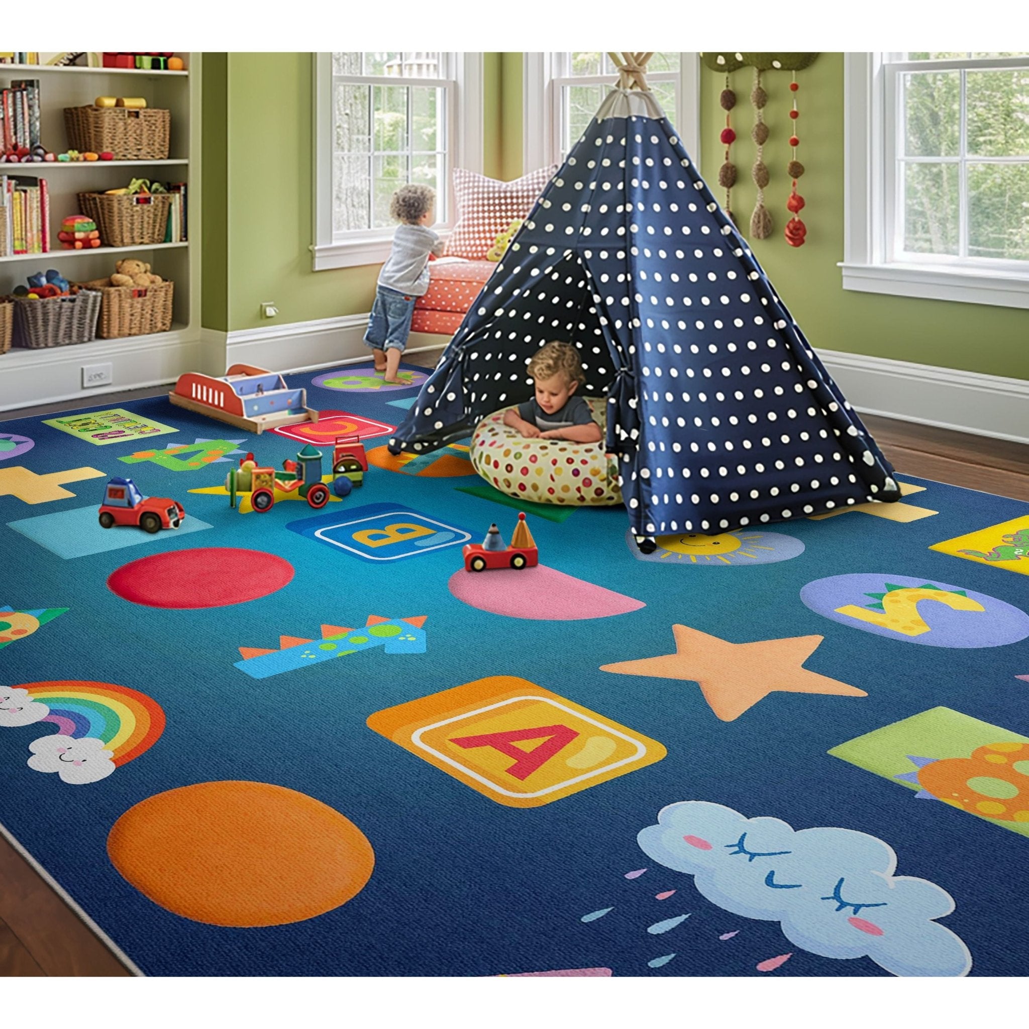 Crayola Modern Educational Numbers & Shapes Area Rug By Well Woven、mySite、gigharbornorthrealestate