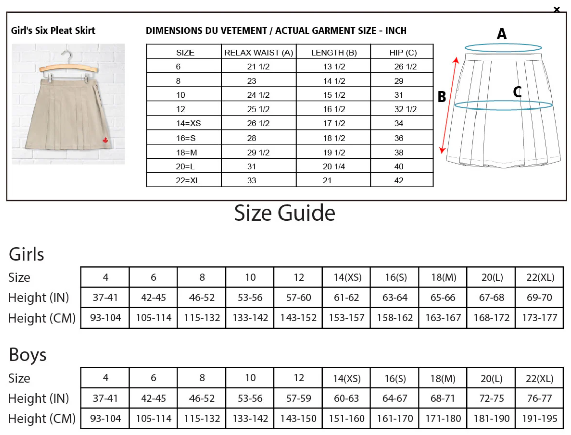 CDNIS Girl's Six Pleat Skirt、mySite、g9winljtr