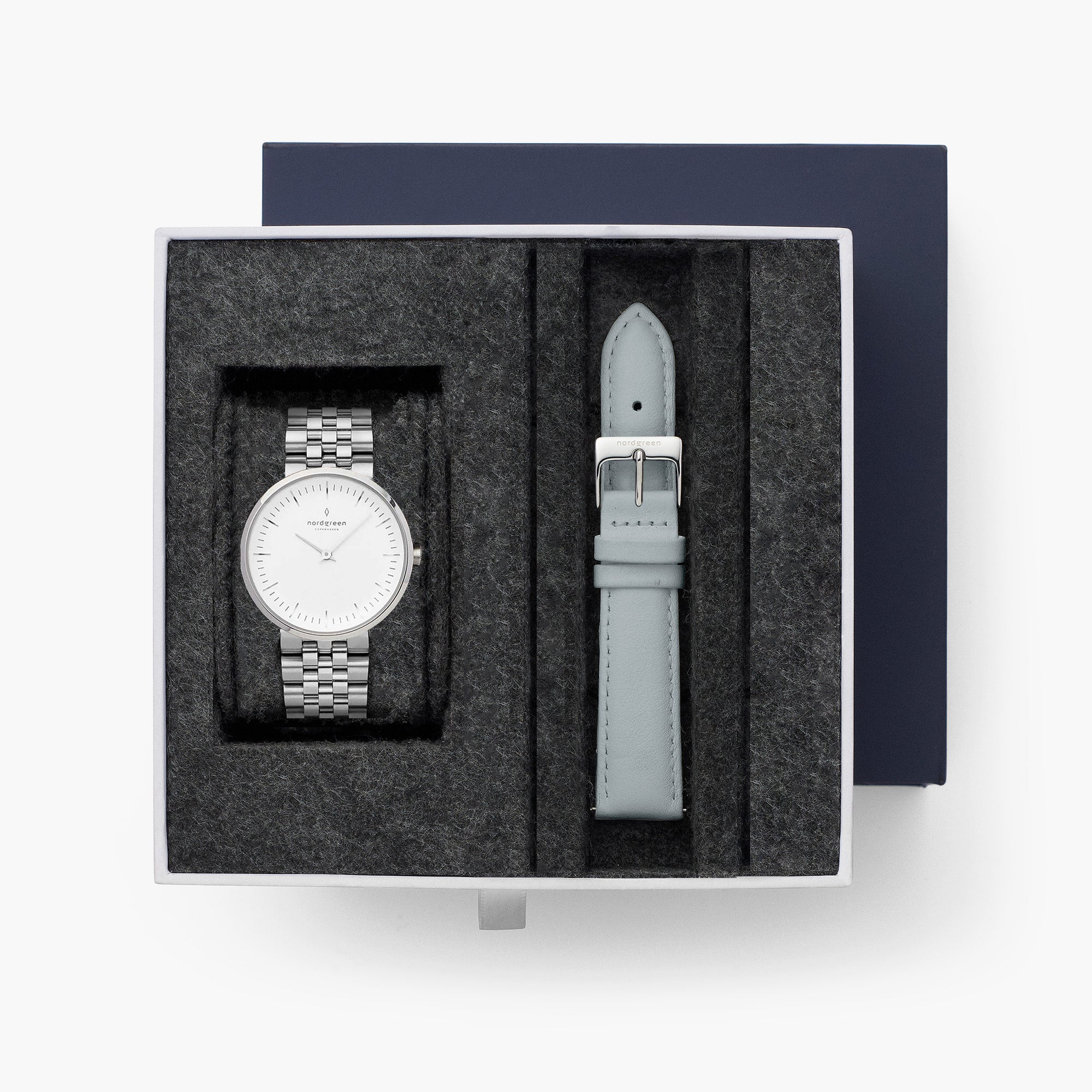  Infinity - BUNDLE White Dial Silver | Silver 5-Link / Grey Leather Straps