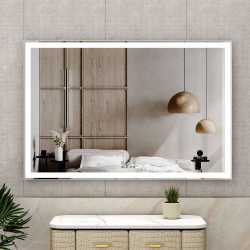 72X32 inch Oversized LED Bathroom Mirror Wall Mounted Mirror with 3 Color Modes Aluminum Frame Wall Mirror Large Full Length Mirror with Lights Lighted Full Body Mirror for Bedroom Living Room, Silver、、xpatfood