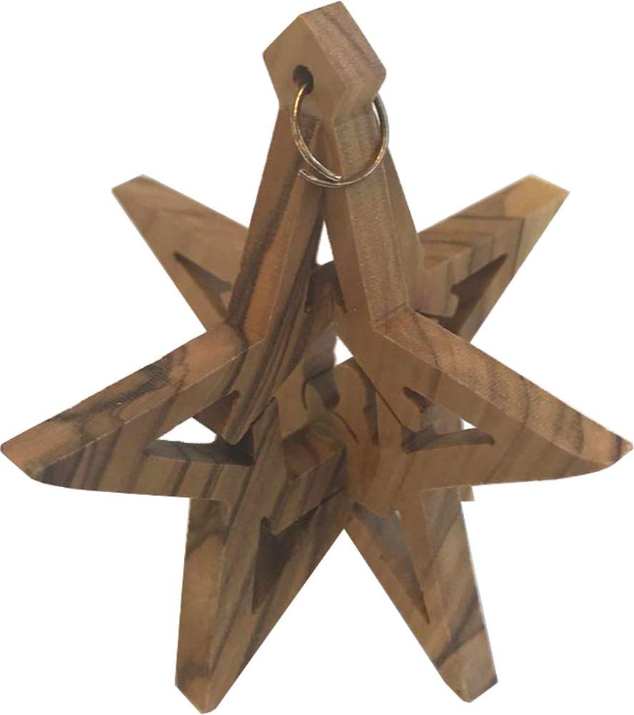 Holy Land Market Olive Wood Star Nativity Ornament with Gift Box、mySite、topwebapps