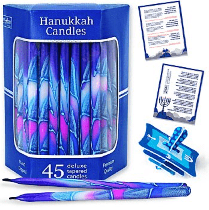 Deluxe Tapered Multi-Hued Frosted Hanukkah Candles、mySite、topwebapps