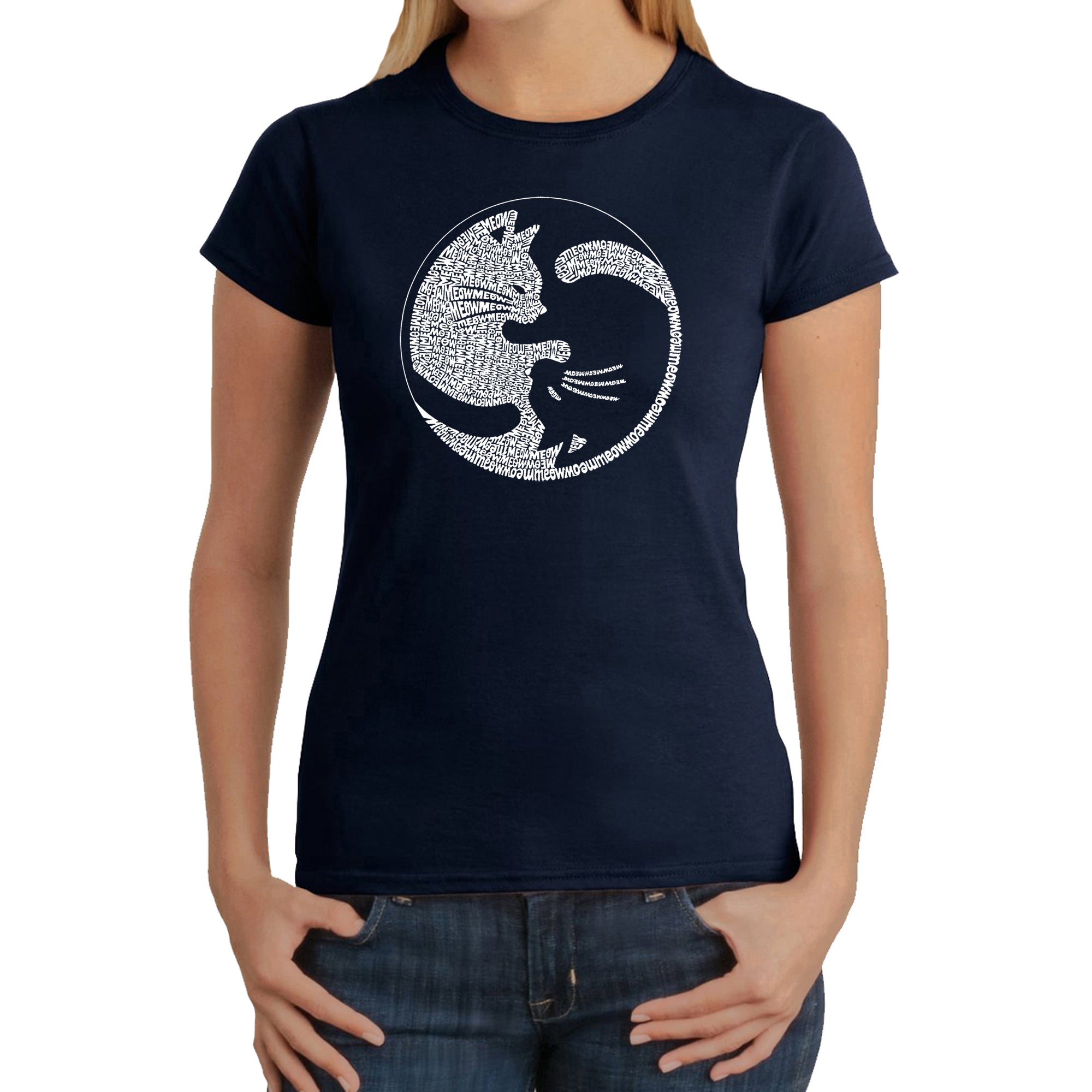Yin Yang Cat - Women's Word Art T-Shirt、mySite、camillekostekn