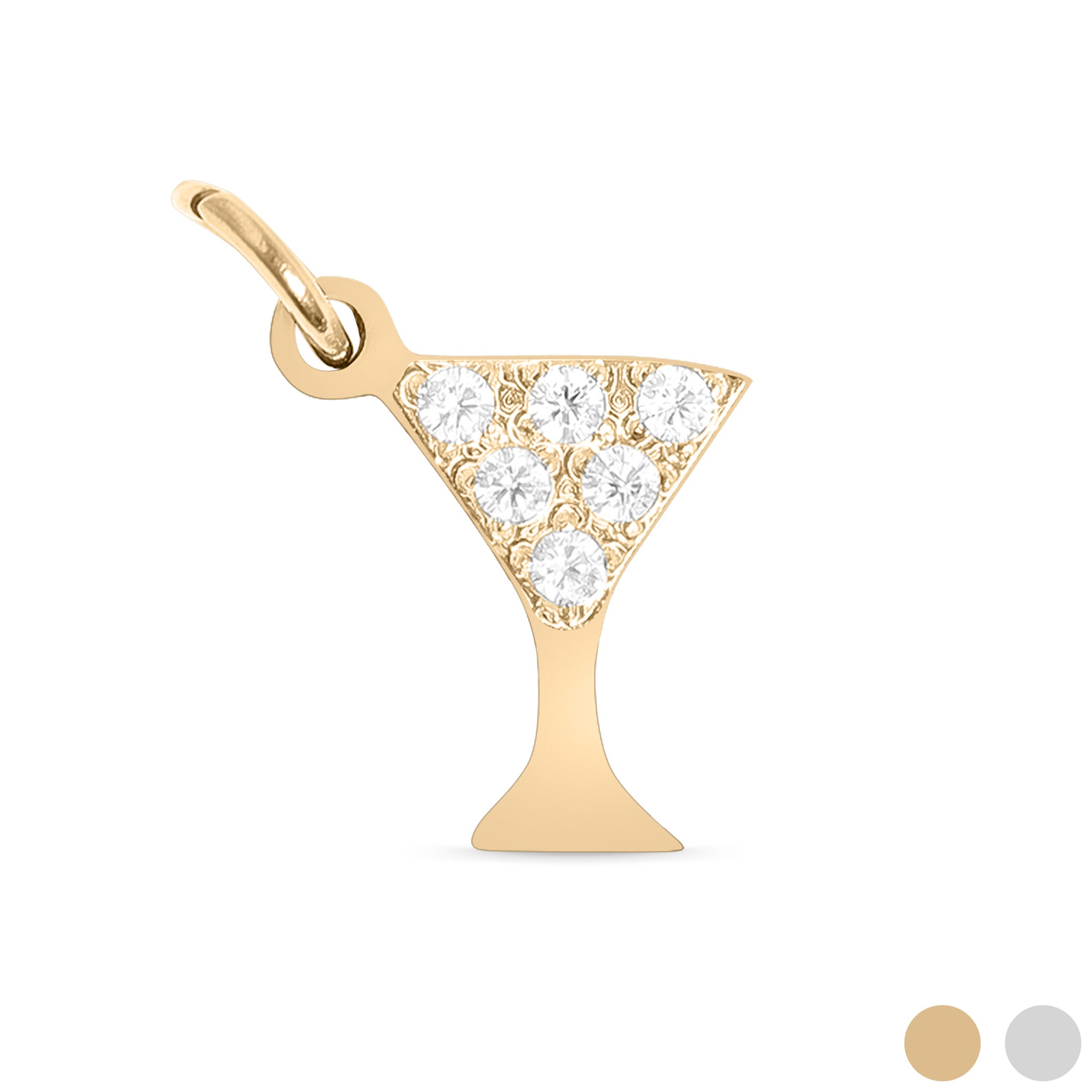 18K Gold PVD Stainless Steel CZ Martini Glass Charm / PDL0145、mySite、dreamappss