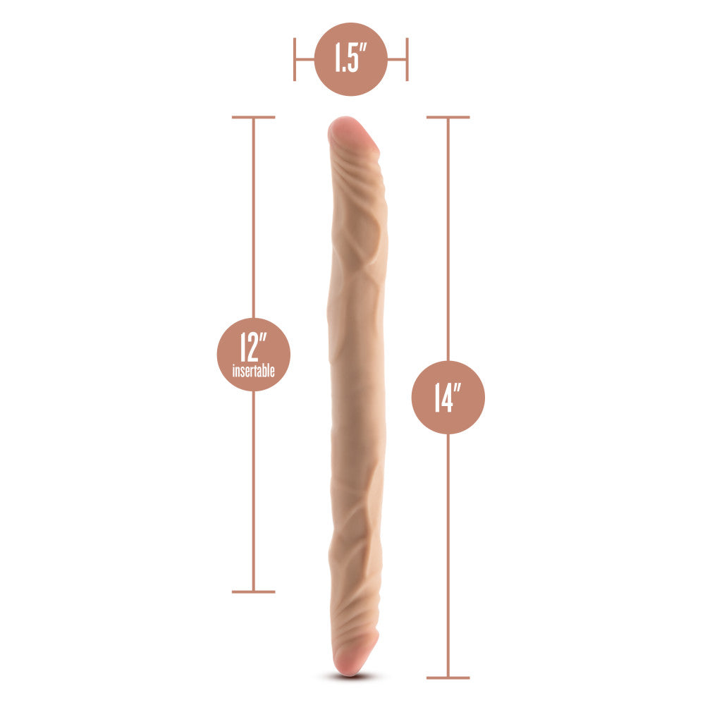 Dr. Skin Plus | 14 Inch Double Dong – Extra Long Double-Ended Dildo With A Realistic Posable Shaft - Beige、mySite、bottomscart