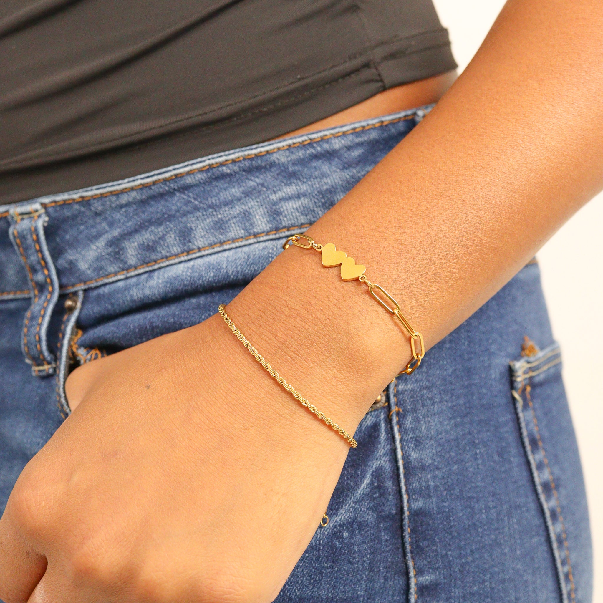 18K Gold PVD Stainless Steel Rope Chain Bracelet/Anklet / BRJ1000、mySite、dreamappss