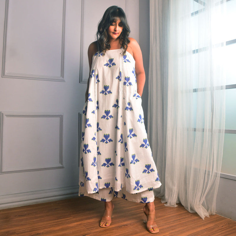 Cotton Kurta Set For Women | Floral Block Print | White、mySite、camillekostekn