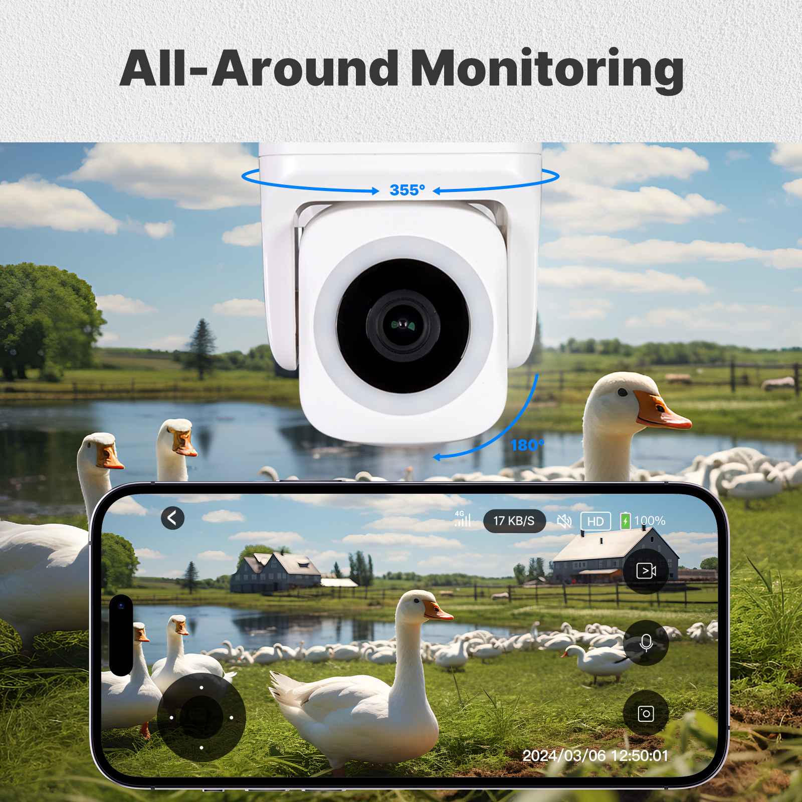 WiFi 3MP Smart Outdoor Security Camera RJ45 Network IP65 Waterproof EU Standard、mySite、fannypackpong