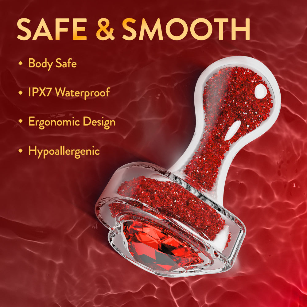 Oh My Gem | Lustre Glass Anal Plug With Ruby Heart-Shaped Base - Body-Safe Borosilicate Glass With Tapered Tip - In Red、mySite、bottomscart