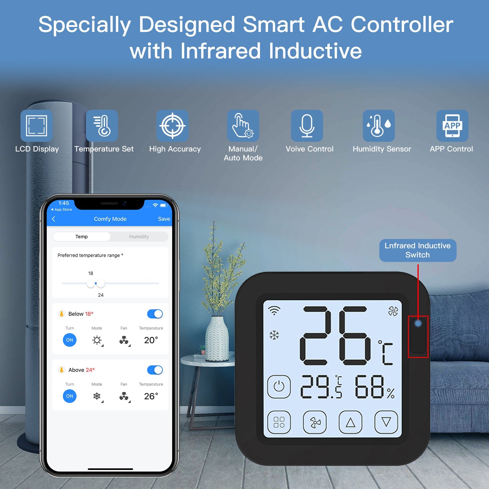 MOES Tuya WiFi Smart IR Thermostat AC Remote Controller Temperature and Humidity Sensor、mySite、fannypackpong
