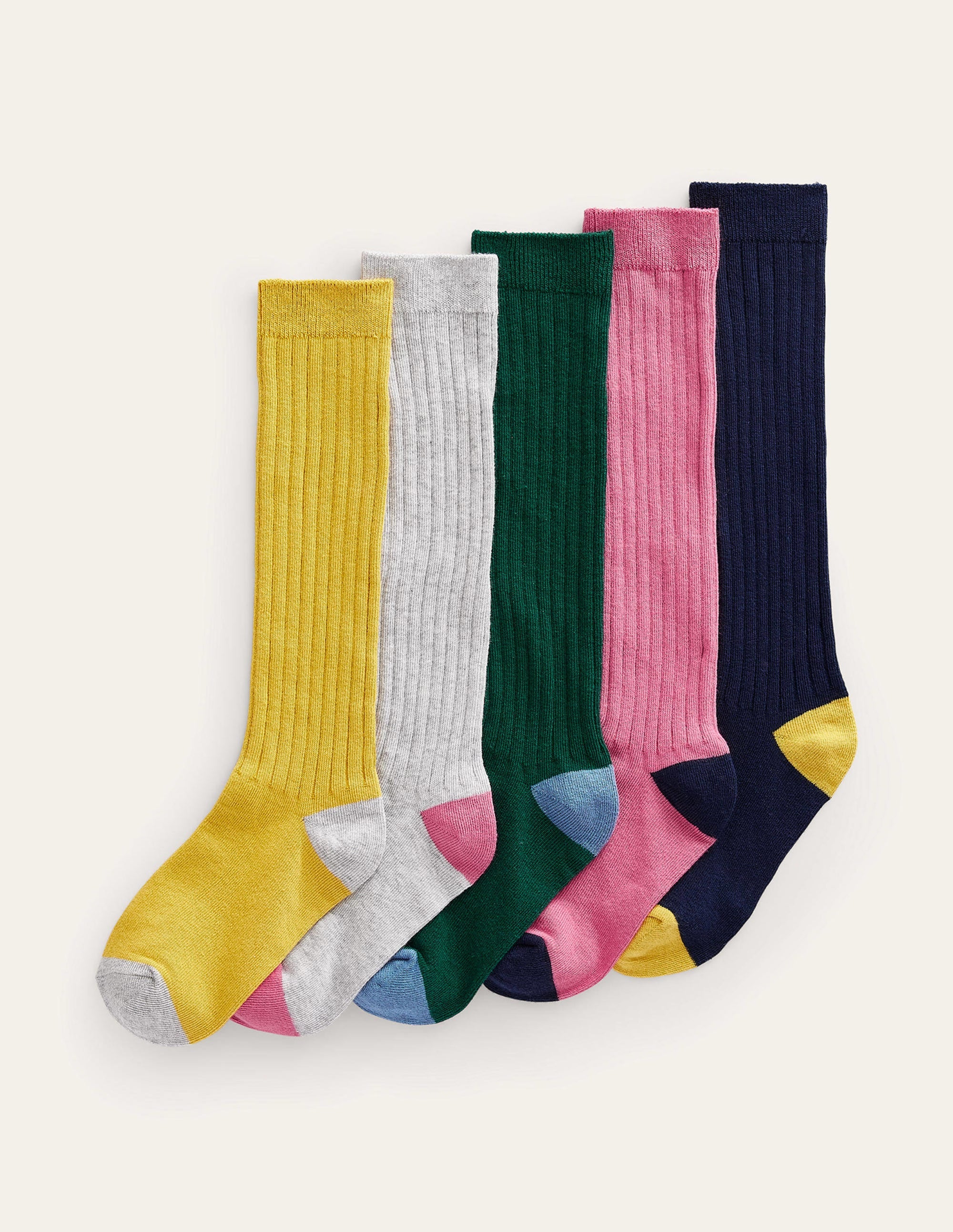  Ribbed Knee High Socks 5 Pack-Multi、mySite、ashleygrahame