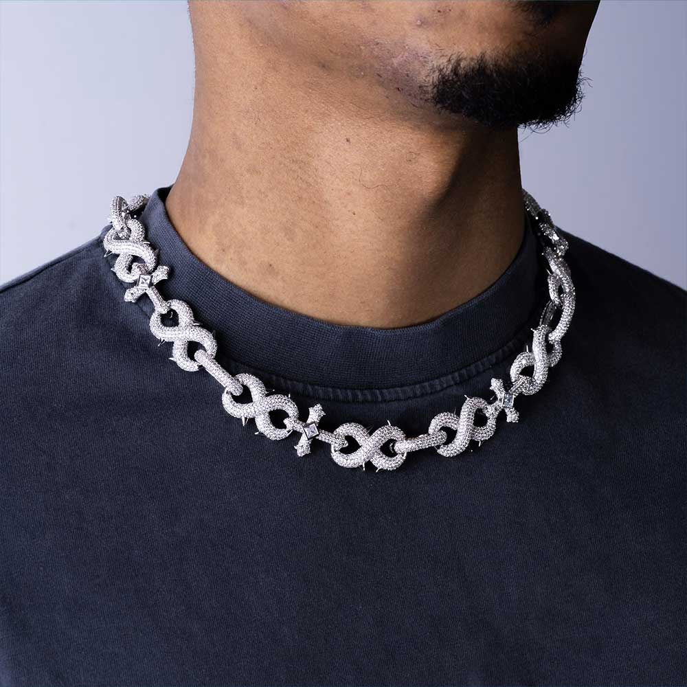 16MM Moissanite Infinity Cross Link Chain 14K Gold、mySite、hinf8tx79