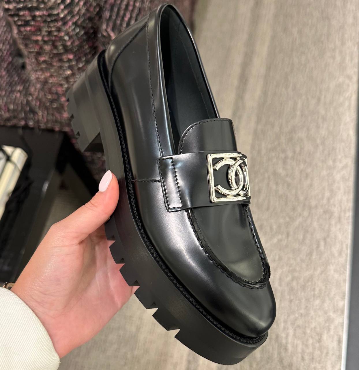 CHANEL moccasins black with PHW、mySite、garminoutage.com
