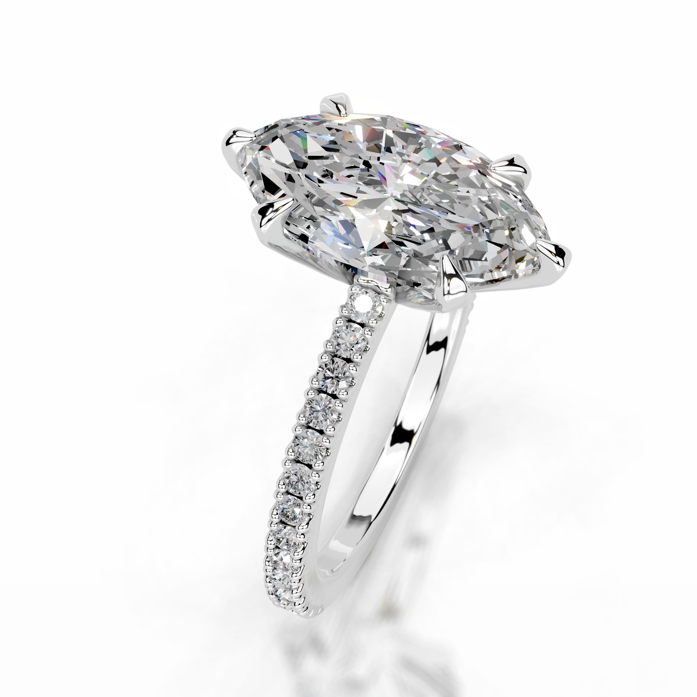 Luisana Moissanite & Diamond Ring - 18K White Gold、mySite、hinf8tx79