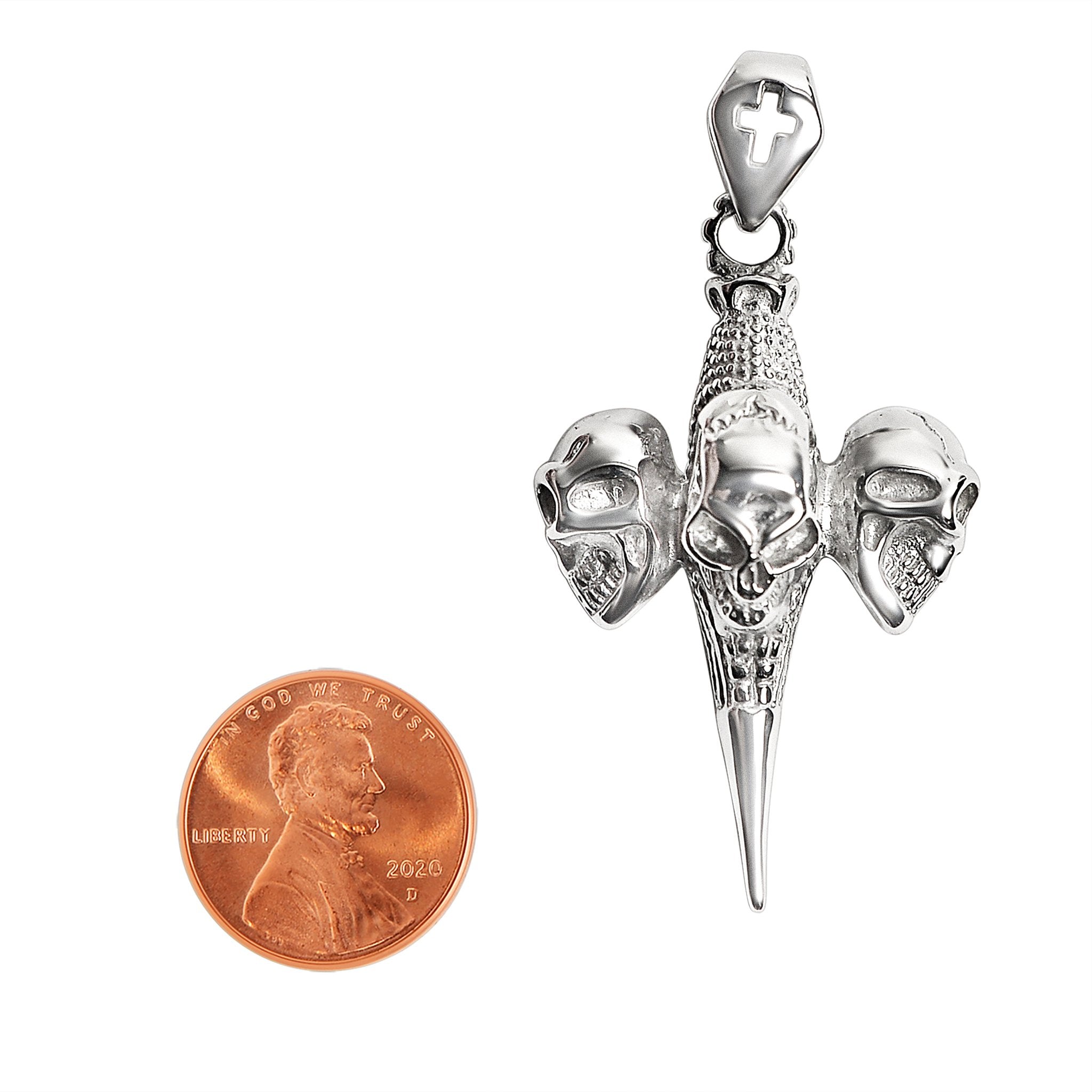 Stainless Steel Three Skulls Cross Pendant / NCZ0095、mySite、dreamappss