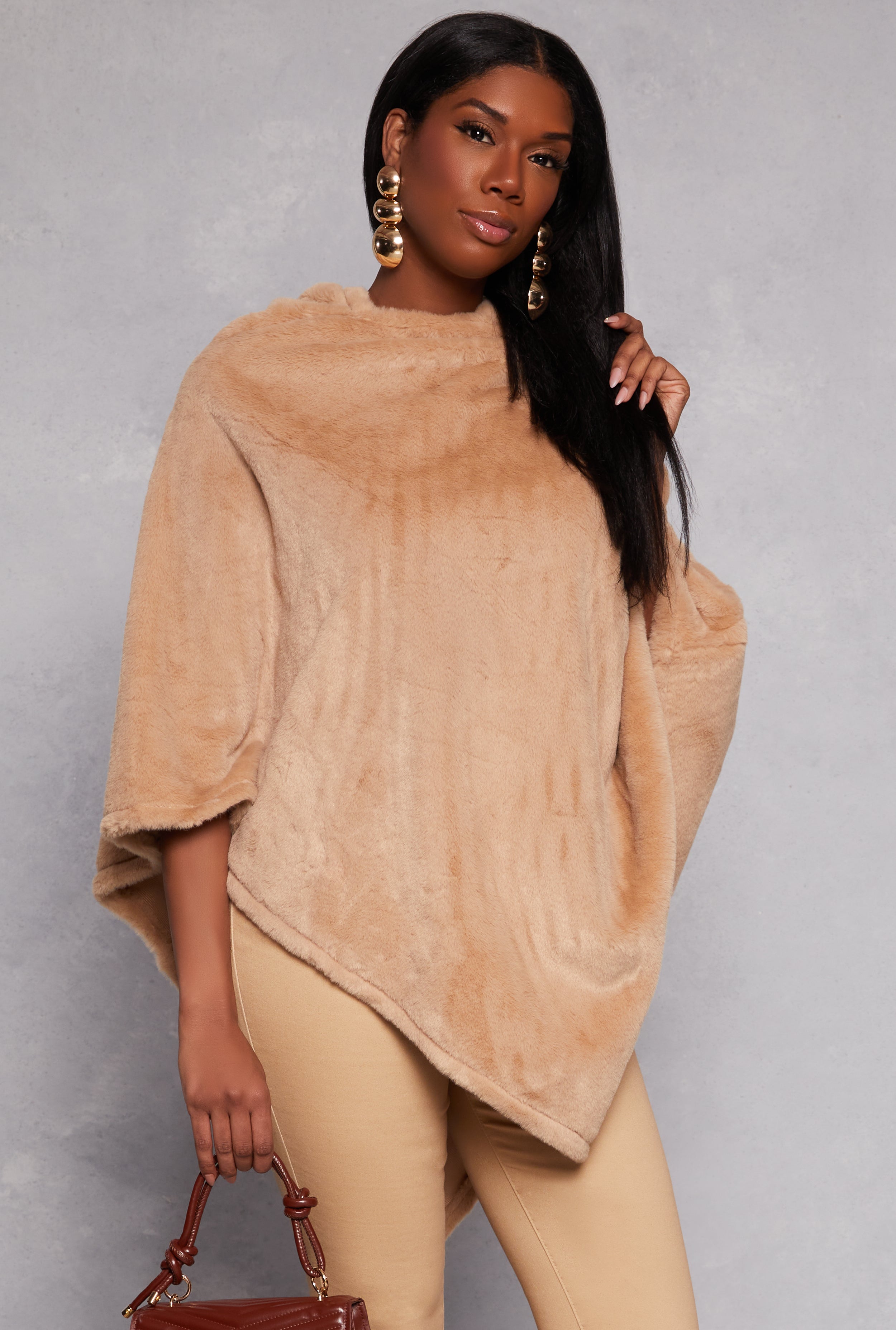 Faux Fur Hooded Poncho、mySite、camillekostekn