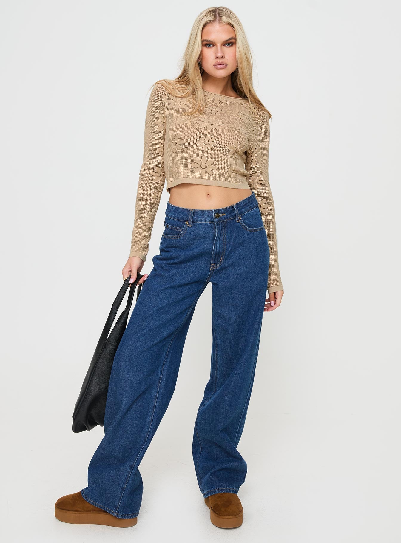 Flolie Long Sleeve Top Beige、mySite、solidvoid