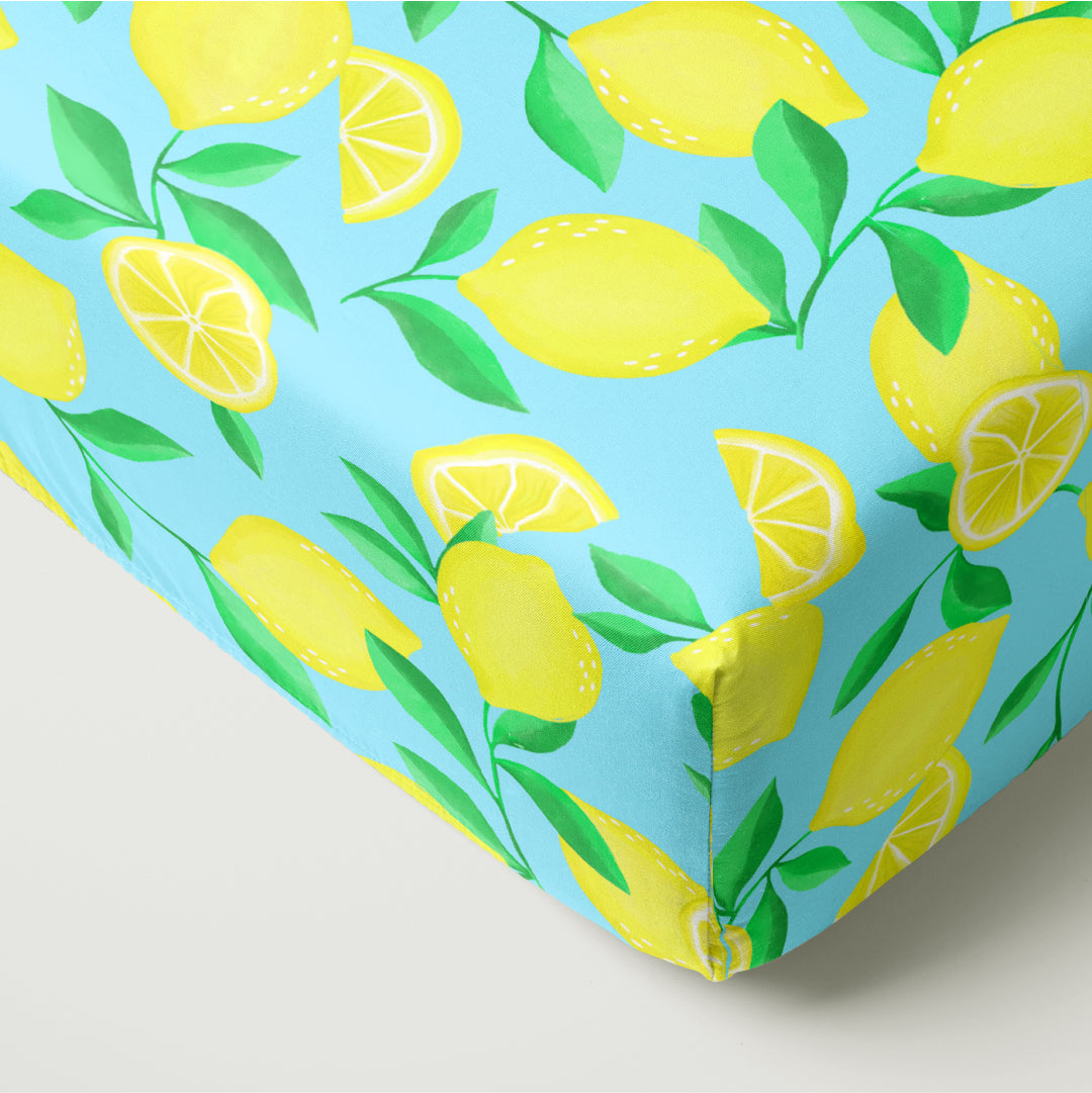 Blue Sunny Citrus Fitted Crib Sheet、mySite、g9winljtr